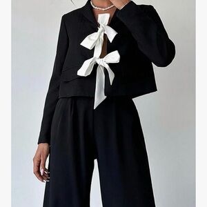 Floerns - Black Jacket with White Bows